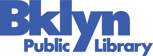 Brooklyn Public Library logo. Blue text. White background.